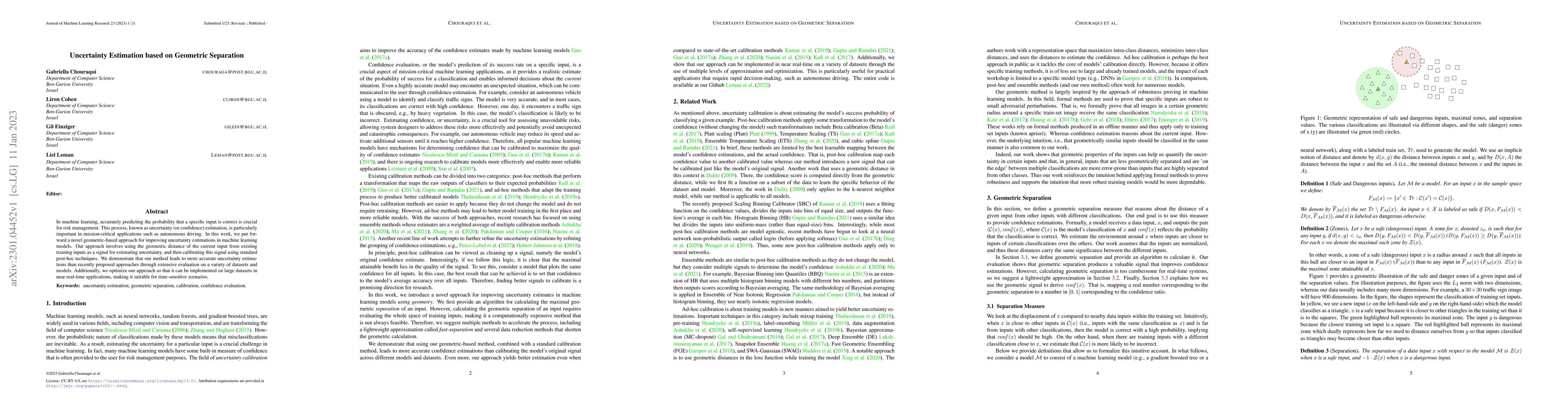 Thumbnail for Uncertainty Estimation based on Geometric Separation