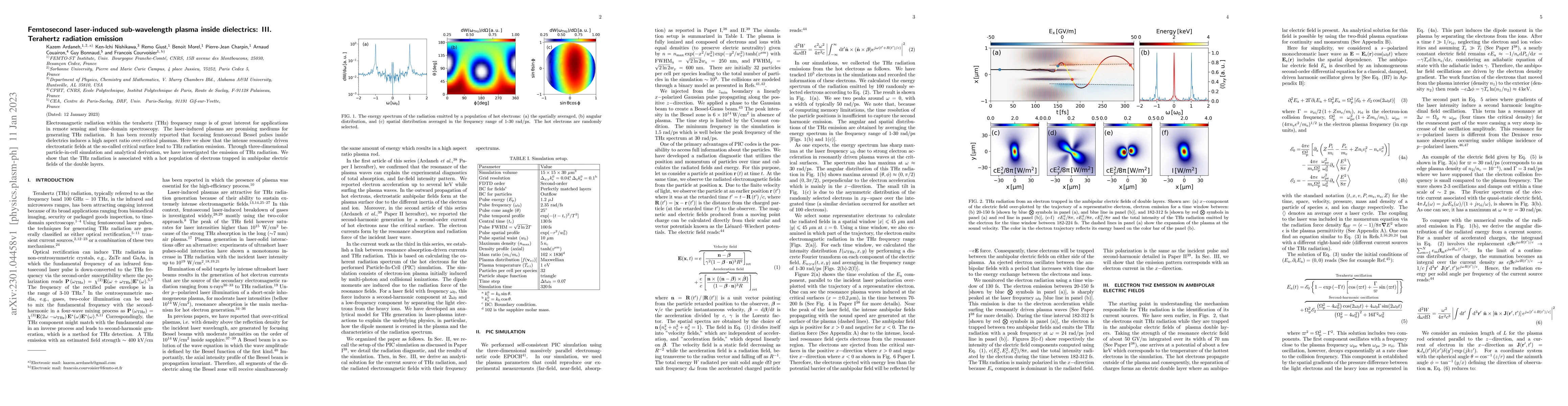 Thumbnail for Femtosecond laser-induced sub-wavelength plasma inside dielectrics: III.
  Terahertz radiation emission