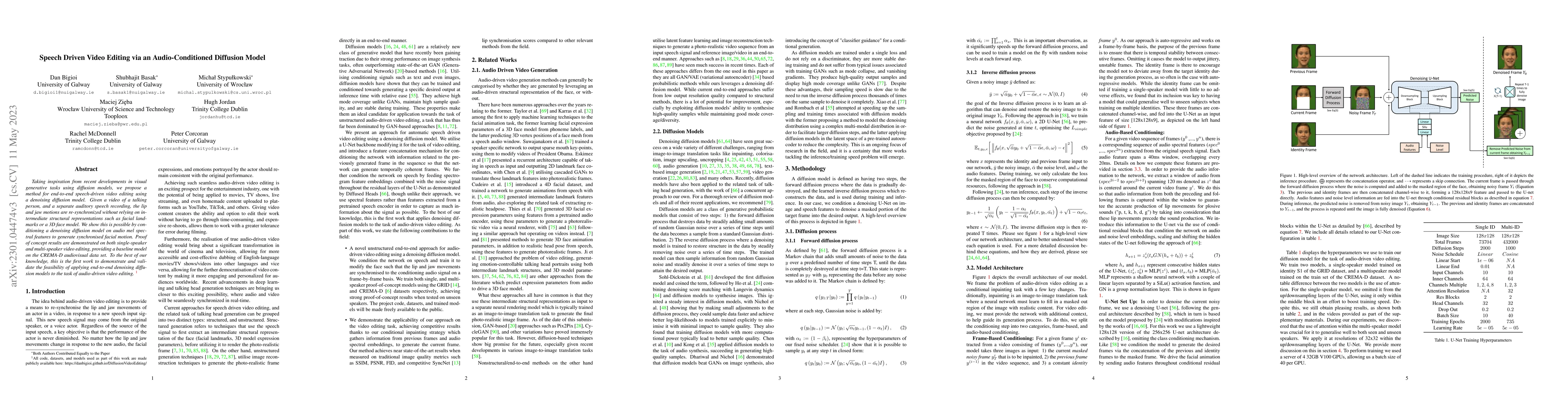 Thumbnail for Speech Driven Video Editing via an Audio-Conditioned Diffusion Model