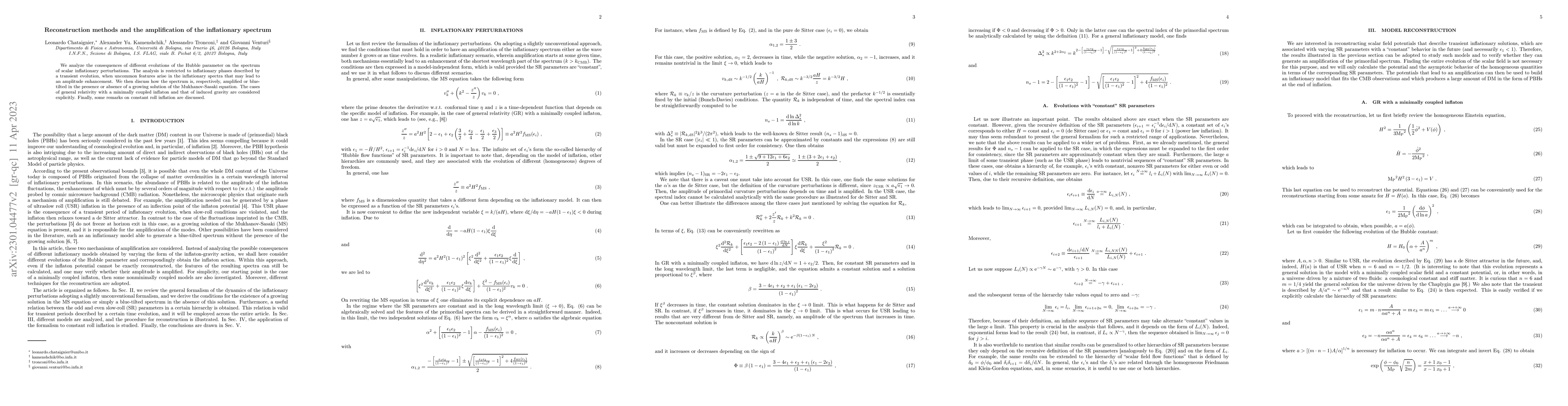 Thumbnail for Reconstruction methods and the amplification of the inflationary
  spectrum