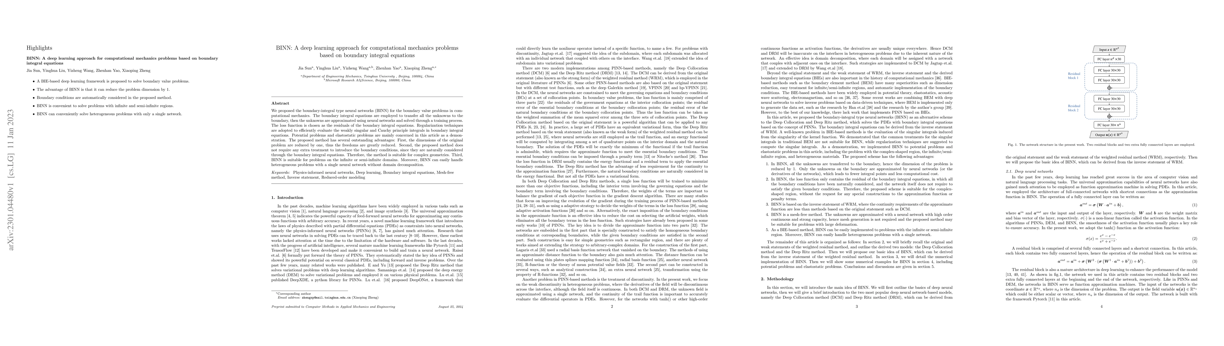 Thumbnail for BINN: A deep learning approach for computational mechanics problems
  based on boundary integral equations