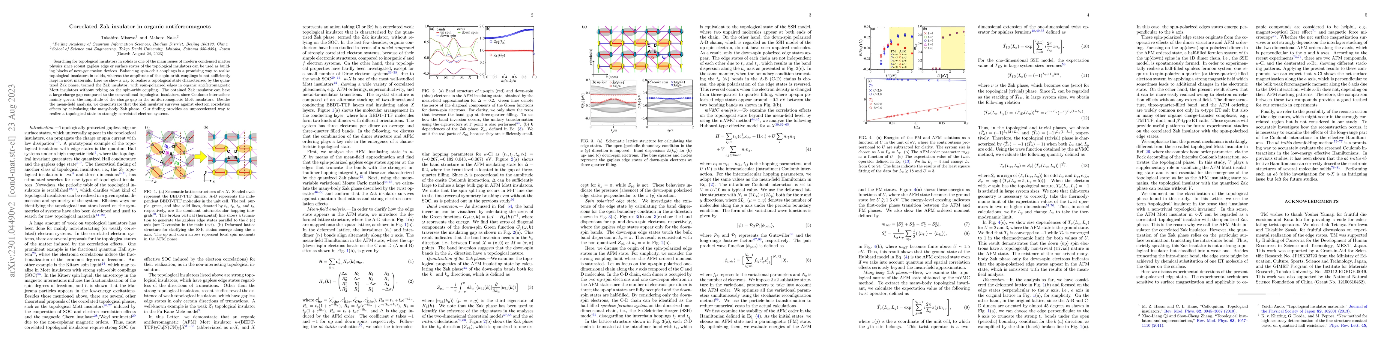 Thumbnail for Correlated Zak insulator in organic antiferromagnets