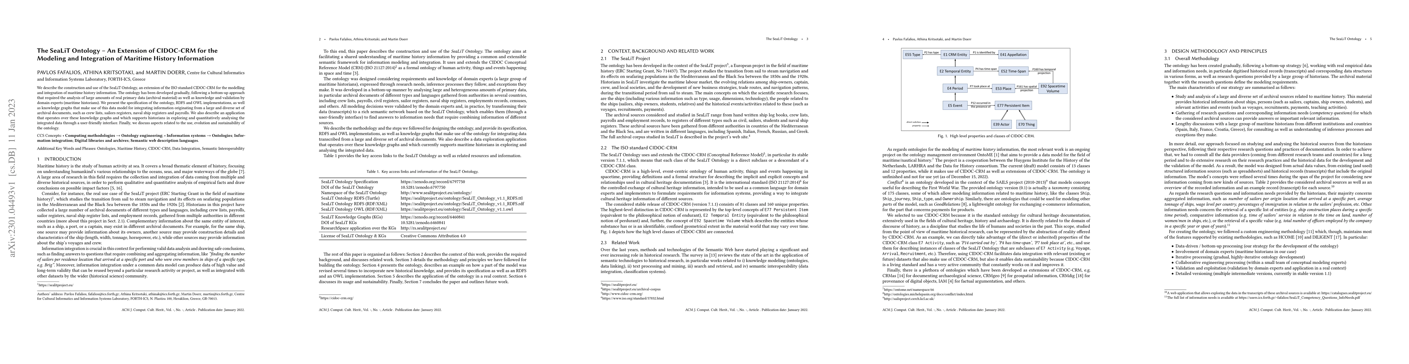 Thumbnail for The SeaLiT Ontology -- An Extension of CIDOC-CRM for the Modeling and
  Integration of Maritime History Information