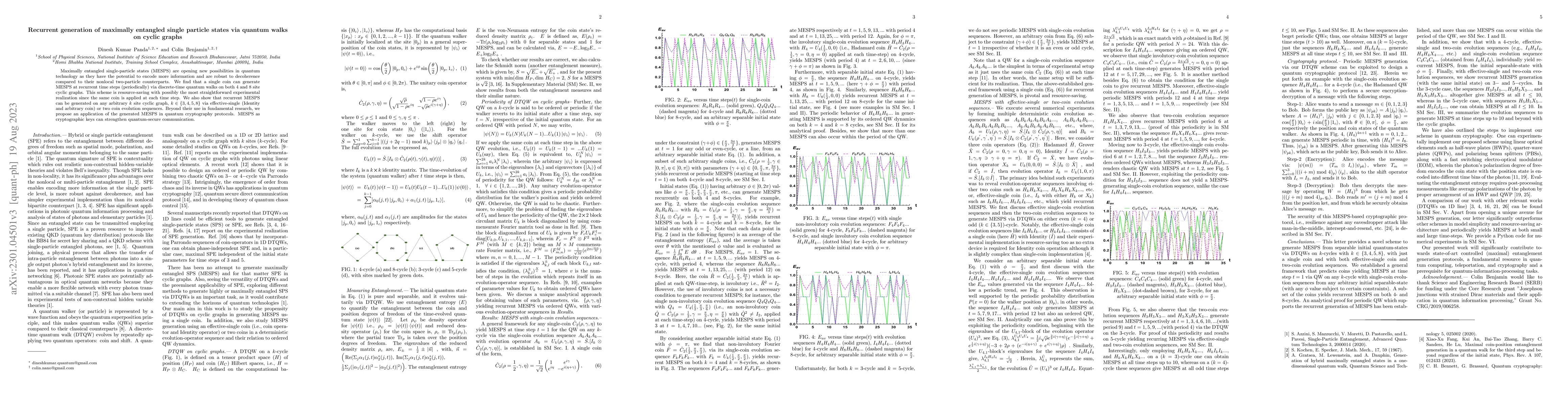 Thumbnail for Recurrent generation of maximally entangled single particle states via
  quantum walks on cyclic graphs
