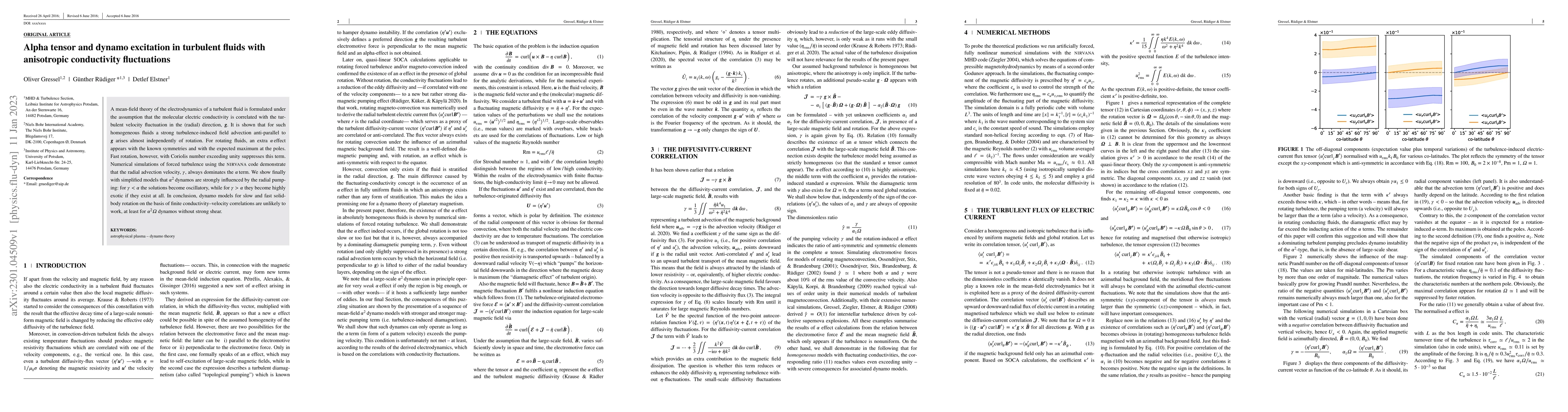 Thumbnail for Alpha tensor and dynamo excitation in turbulent fluids with anisotropic
  conductivity fluctuations