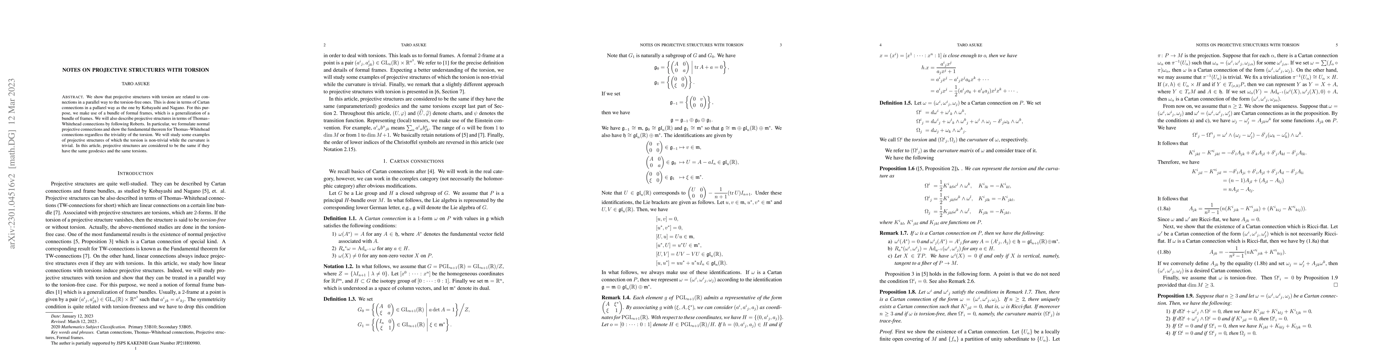 Thumbnail for Notes on projective structures with torsion