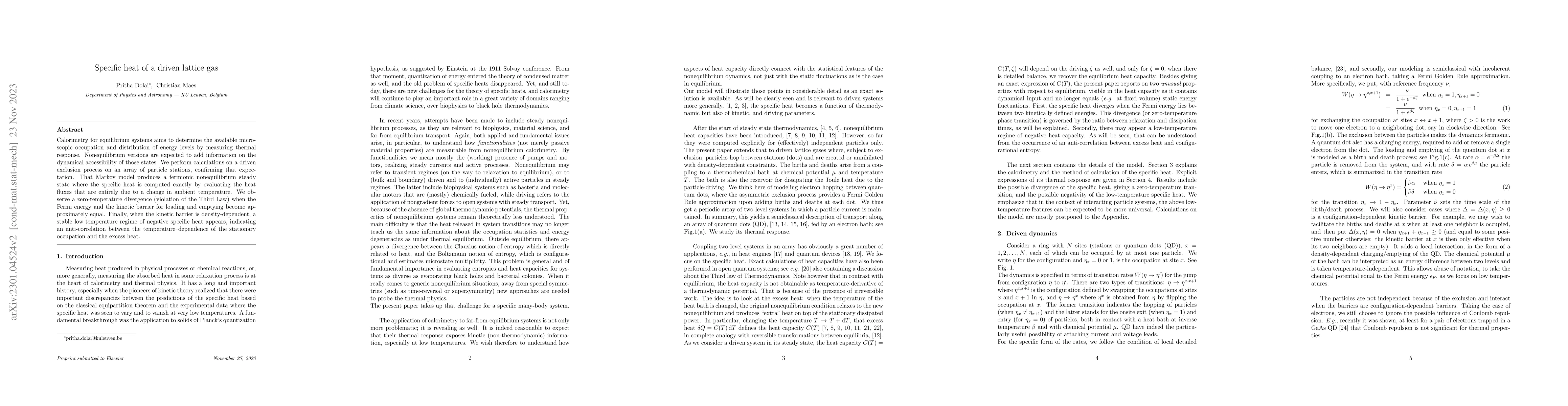 Thumbnail for Specific heat of a driven lattice gas