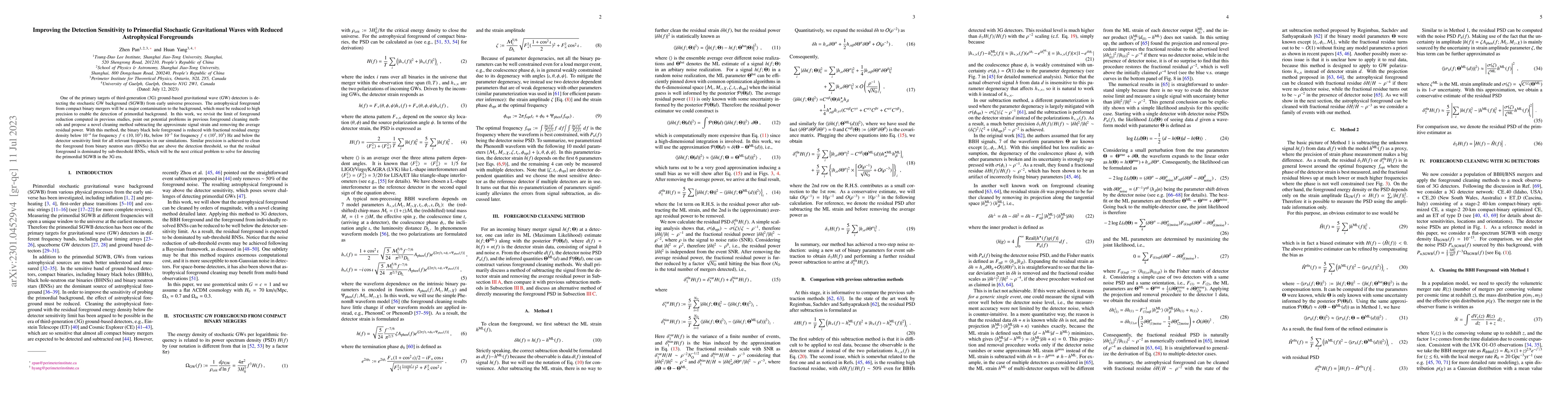 Thumbnail for Improving the detection sensitivity to primordial stochastic
  gravitational waves with reduced astrophysical foregrounds