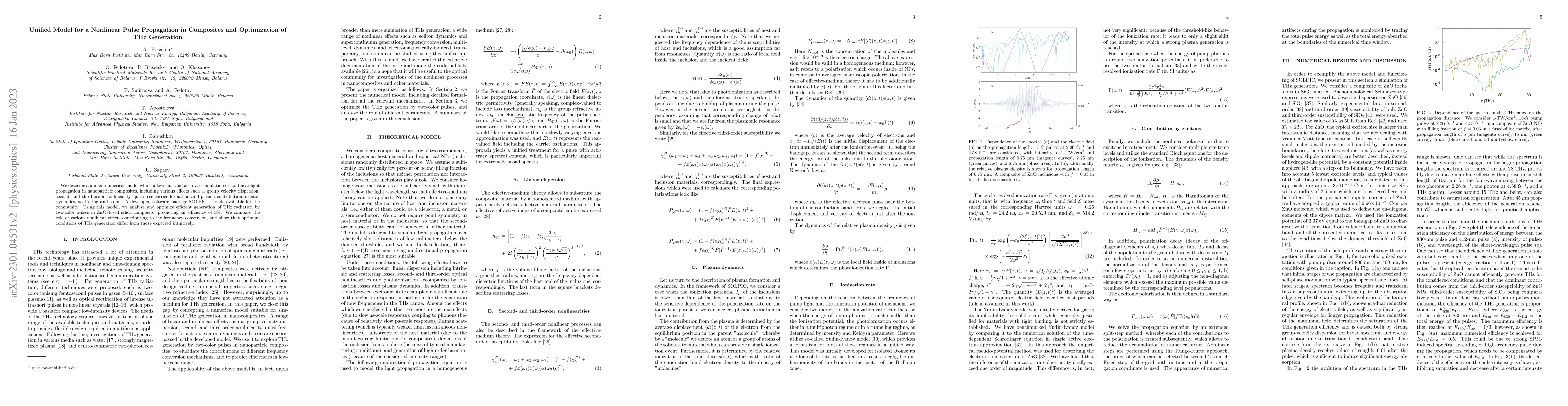 Thumbnail for Unified Model for a Nonlinear Pulse Propagation in Composites and
  Optimization of THz Generation