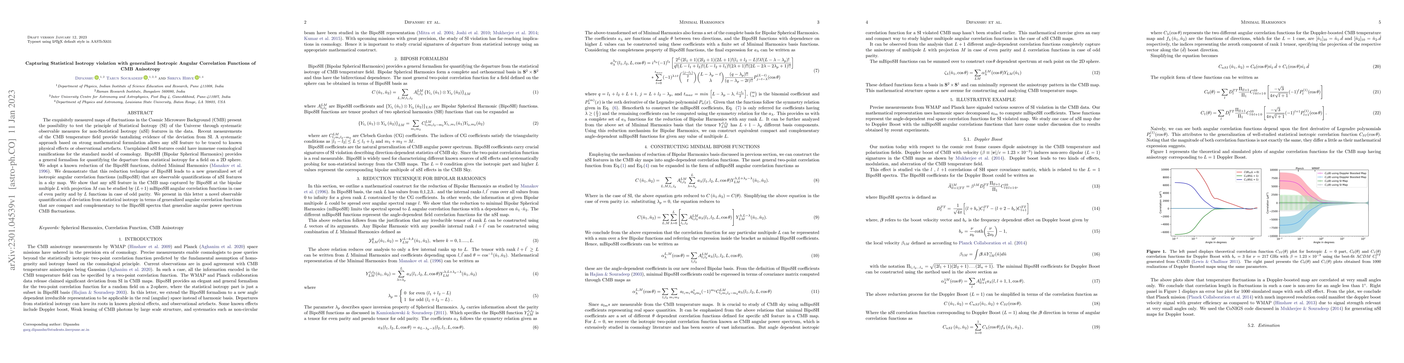 Thumbnail for Capturing Statistical Isotropy violation with generalized Isotropic
  Angular Correlation Functions of CMB Anisotropy
