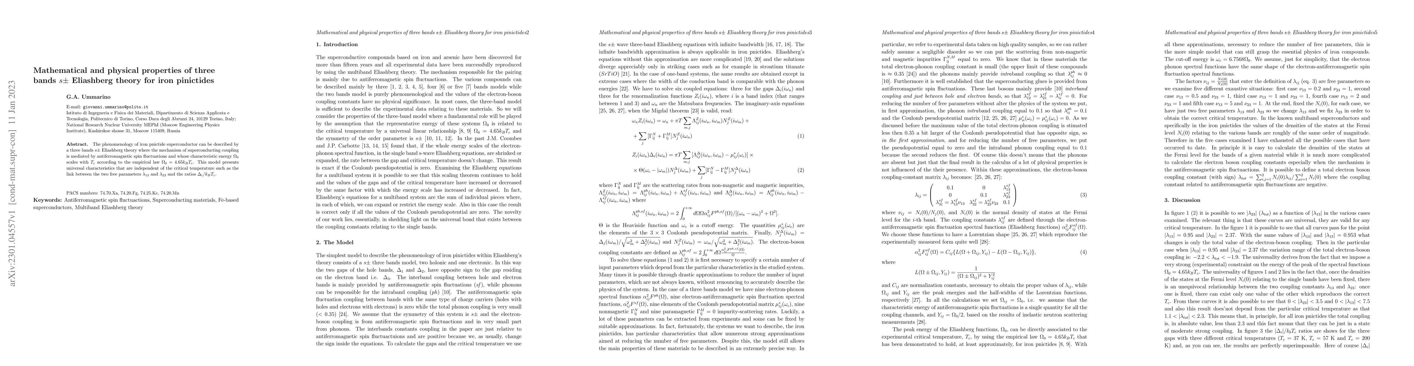 Thumbnail for Mathematical and Physical Properties of Three-Band s+- Eliashberg Theory
  for Iron Pnictides