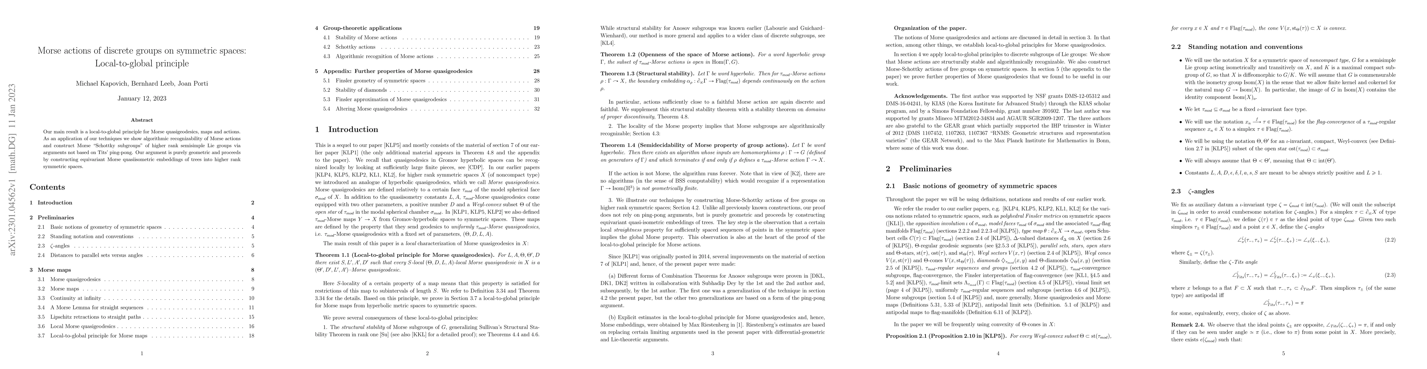 Thumbnail for Morse actions of discrete groups on symmetric spaces: Local-to-global
  principle