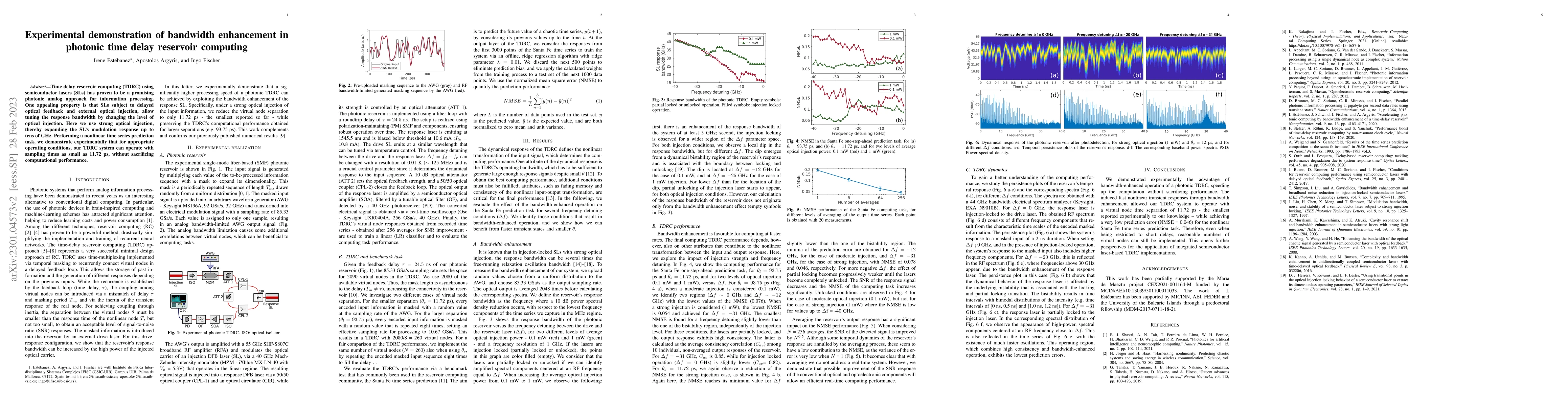 Thumbnail for Experimental demonstration of bandwidth enhancement in photonic time
  delay reservoir computing