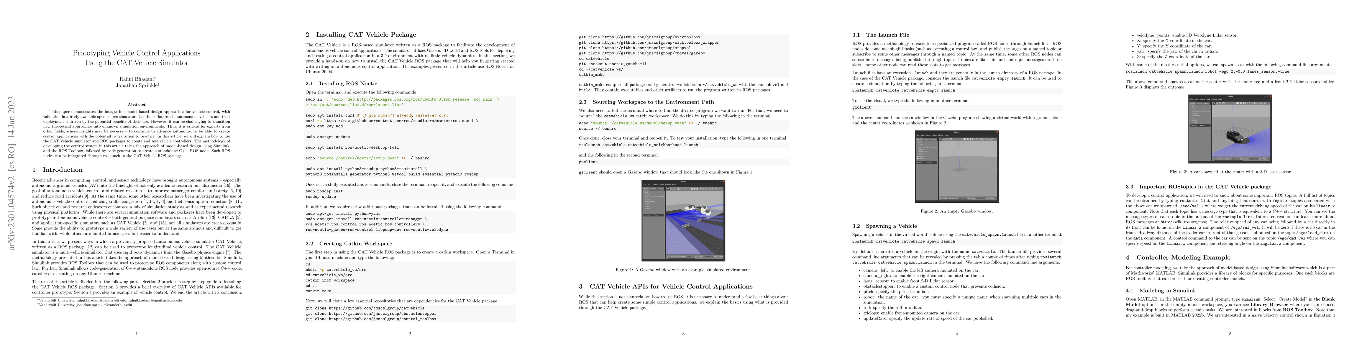 Thumbnail for Prototyping Vehicle Control Applications Using the CAT Vehicle Simulator