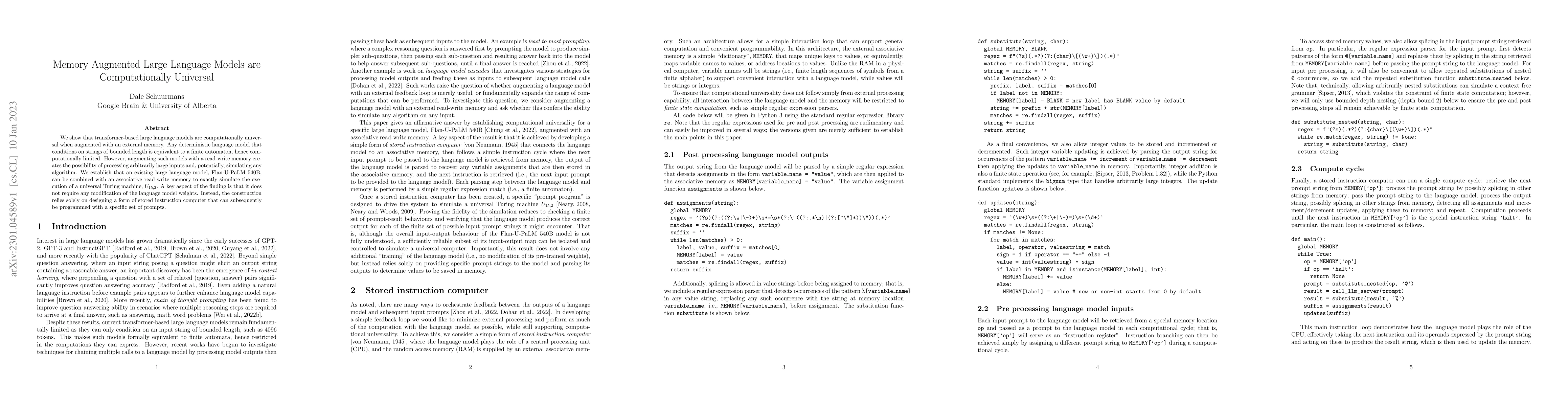 Thumbnail for Memory Augmented Large Language Models are Computationally Universal