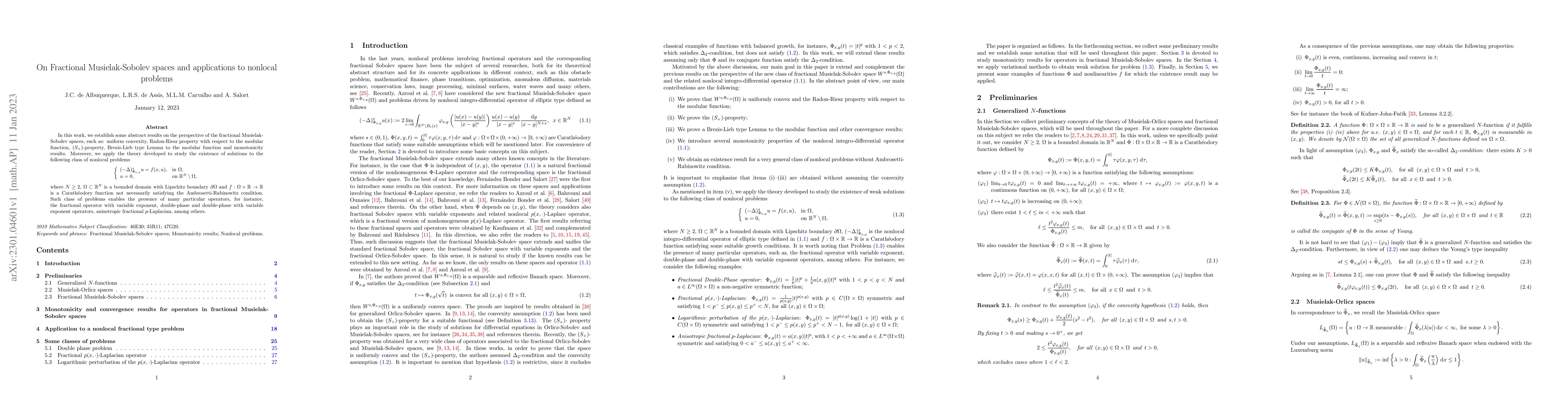 Thumbnail for On Fractional Musielak-Sobolev spaces and applications to nonlocal
  problems