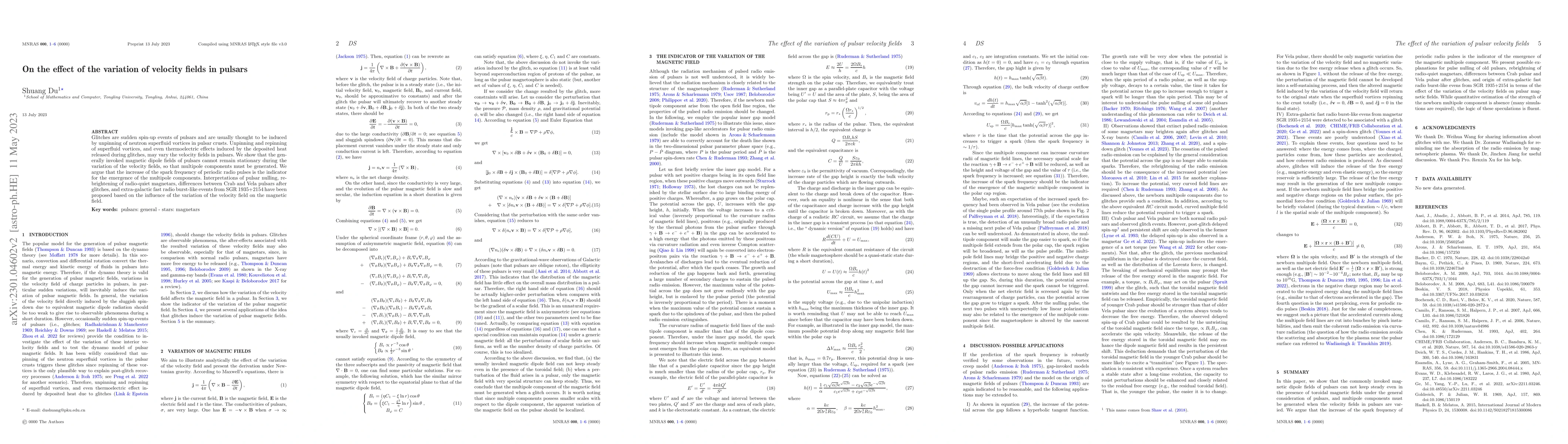 Thumbnail for On the effect of the variation of velocity fields in pulsars