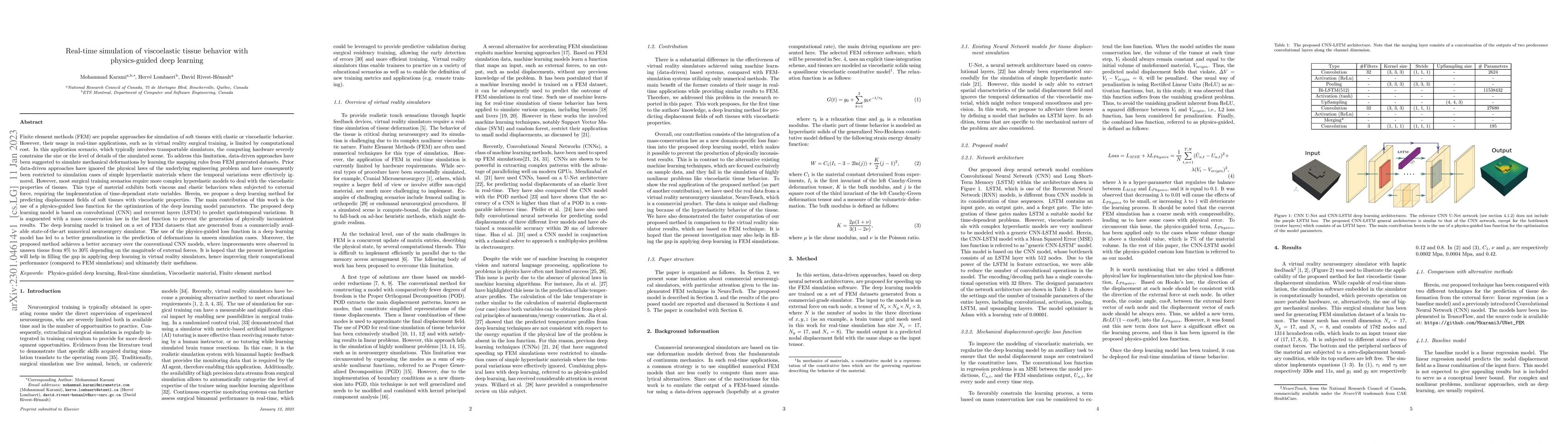 Thumbnail for Real-time simulation of viscoelastic tissue behavior with physics-guided
  deep learning