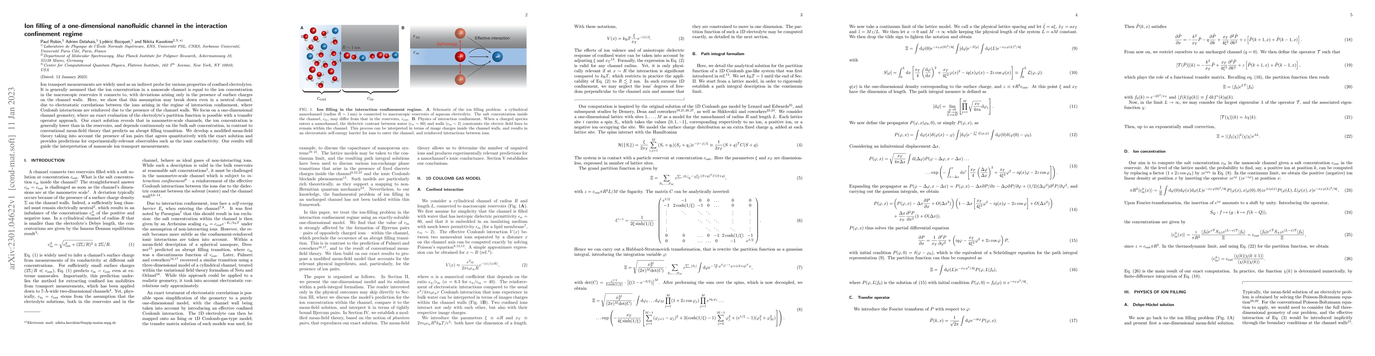 Thumbnail for Ion filling of a one-dimensional nanofluidic channel in the interaction
  confinement regime