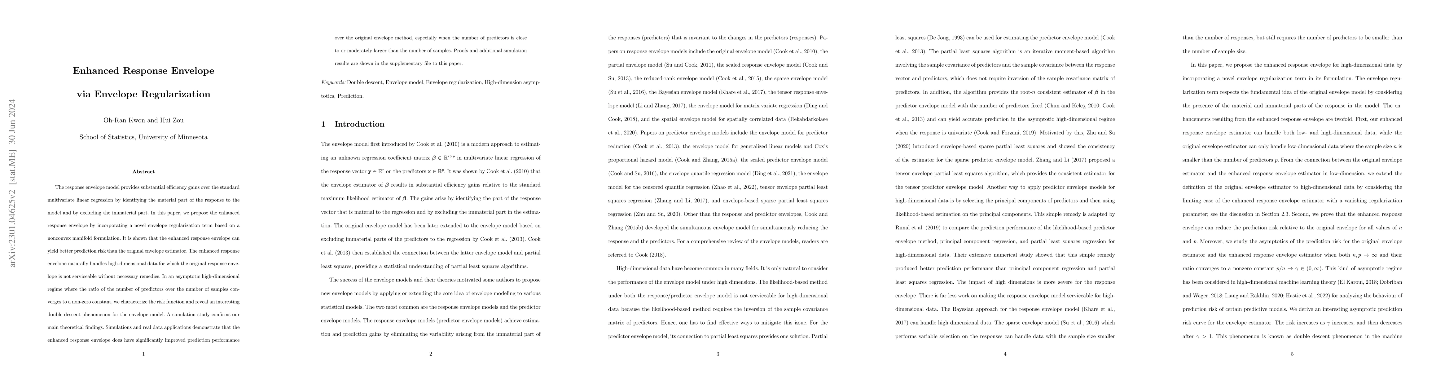 Thumbnail for Enhanced Response Envelope via Envelope Regularization