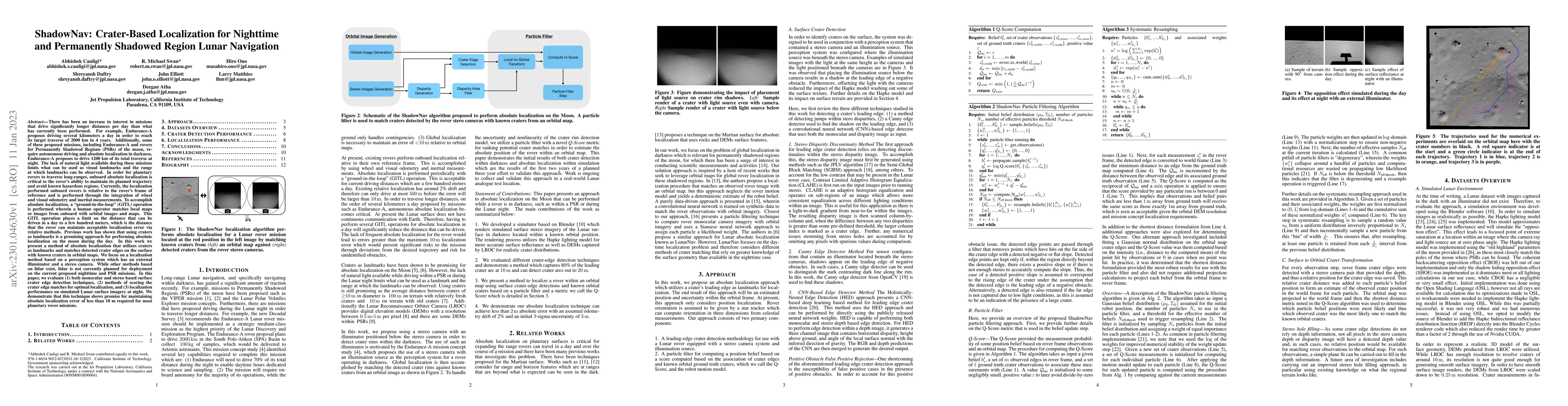 Thumbnail for ShadowNav: Crater-Based Localization for Nighttime and Permanently
  Shadowed Region Lunar Navigation