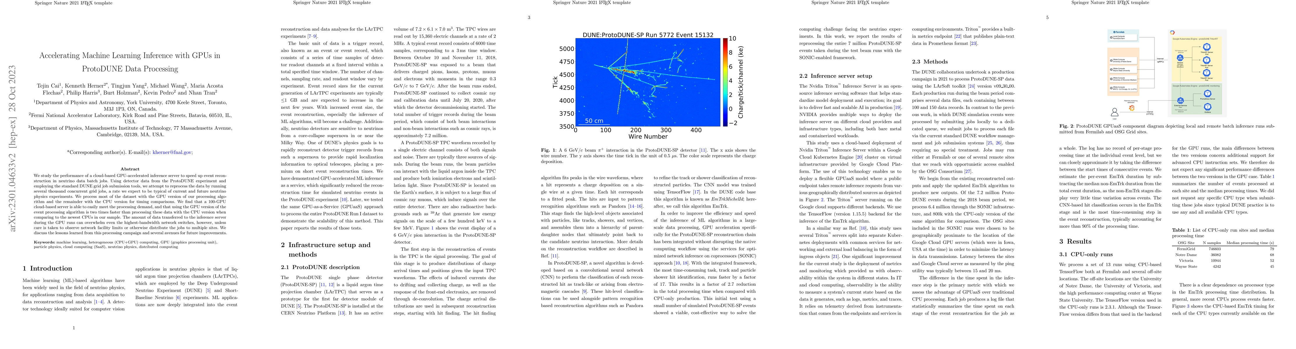 Thumbnail for Accelerating Machine Learning Inference with GPUs in ProtoDUNE Data
  Processing