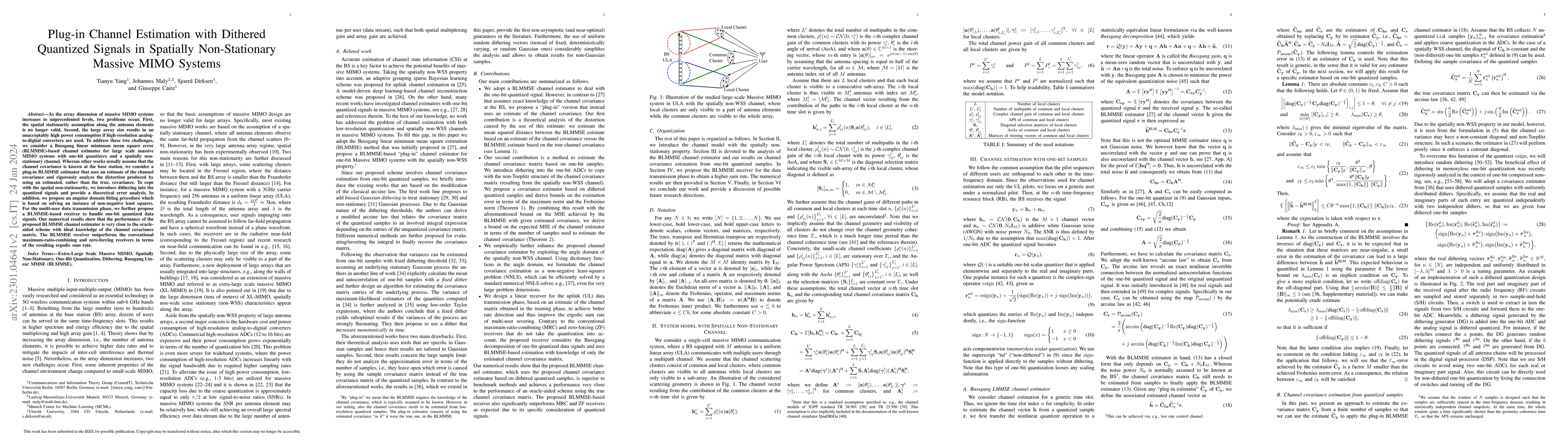 Thumbnail for Plug-in Channel Estimation with Dithered Quantized Signals in Spatially
  Non-Stationary Massive MIMO Systems