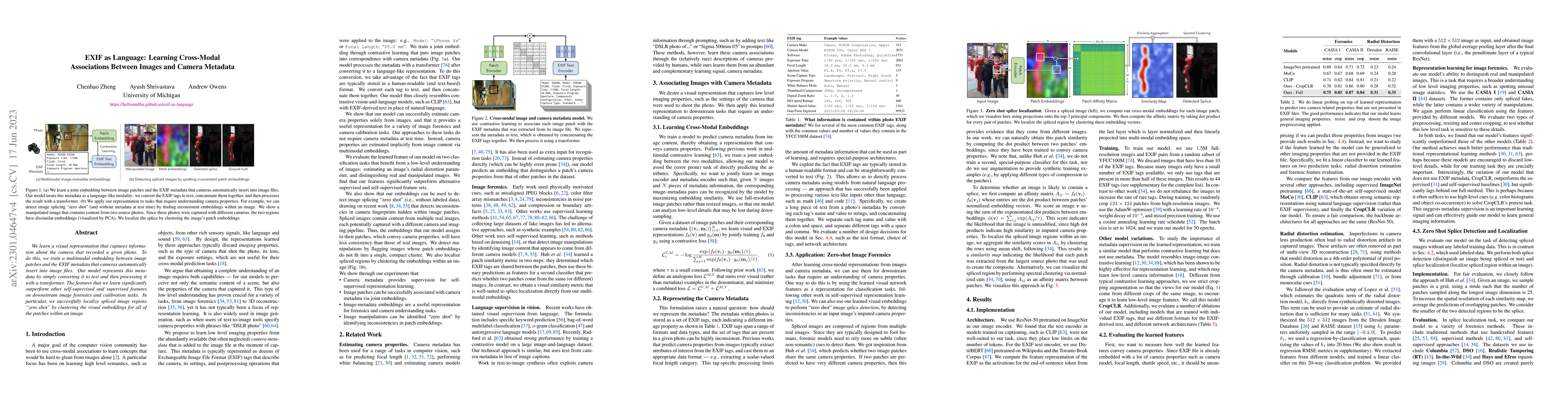 Thumbnail for EXIF as Language: Learning Cross-Modal Associations Between Images and
  Camera Metadata