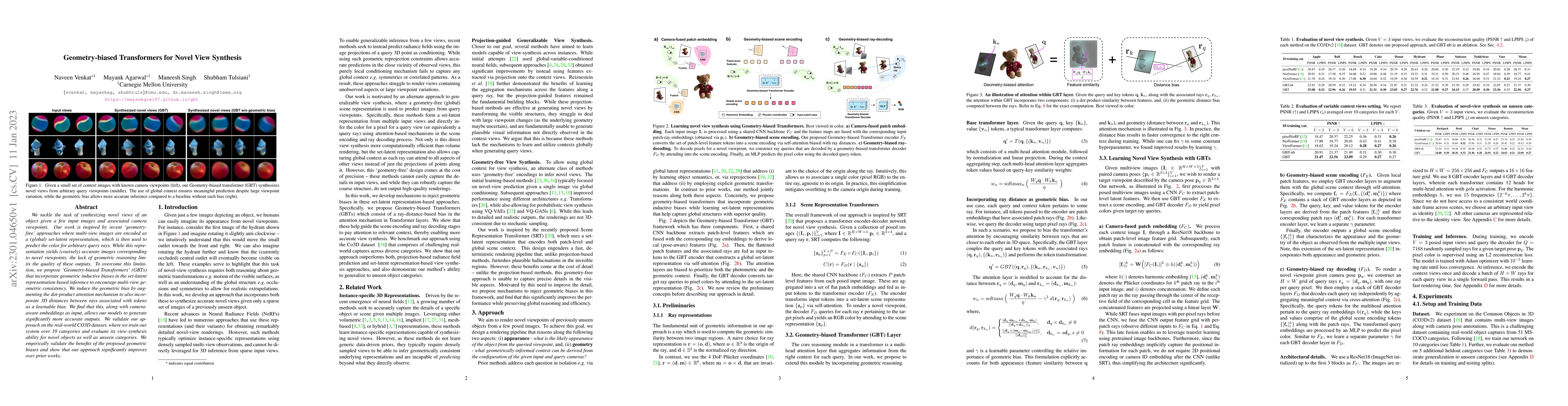 Thumbnail for Geometry-biased Transformers for Novel View Synthesis