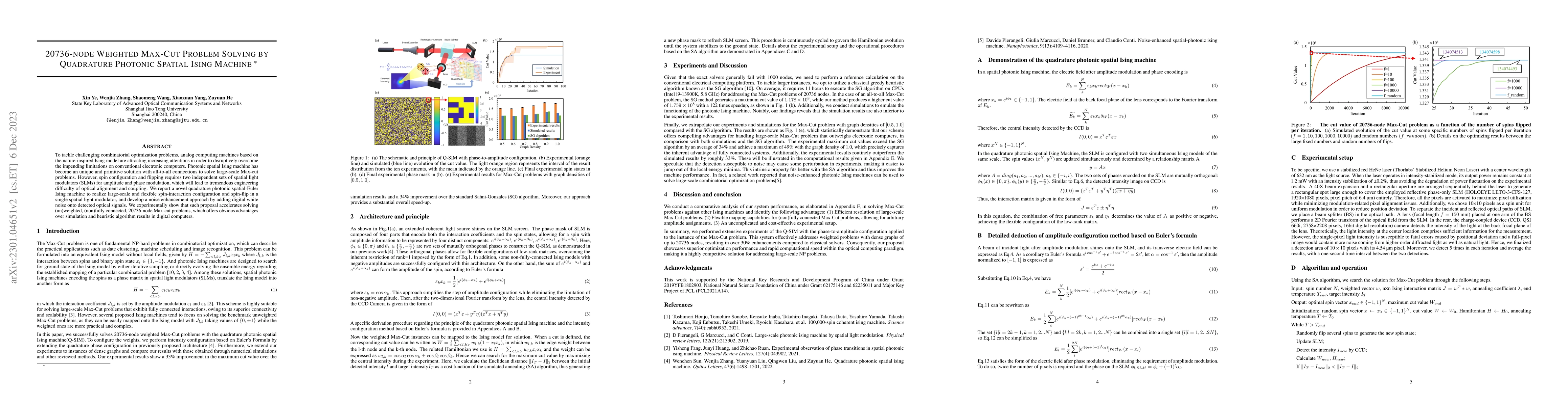 Thumbnail for 20736-node Weighted Max-Cut Problem Solving by Quadrature Photonic
  Spatial Ising Machine