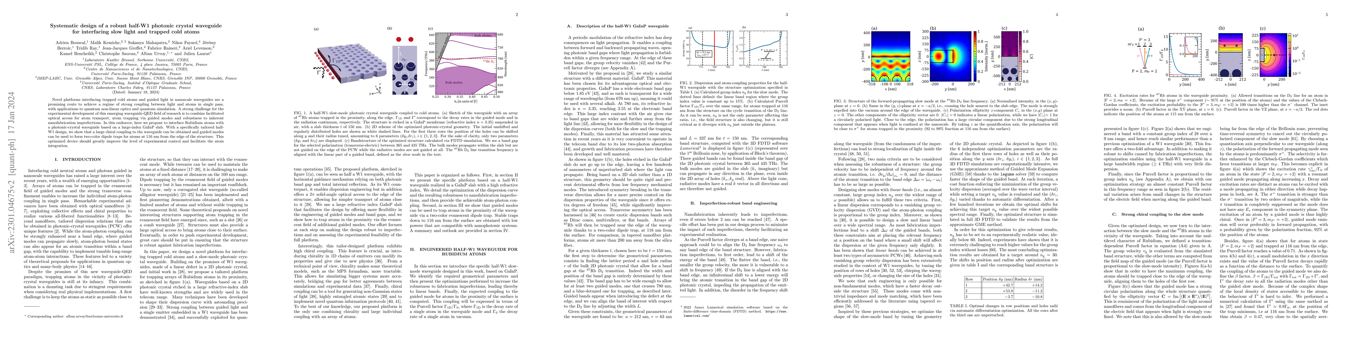 Thumbnail for Systematic design of a robust half-W1 photonic crystal waveguide for
  interfacing slow light and trapped cold atoms