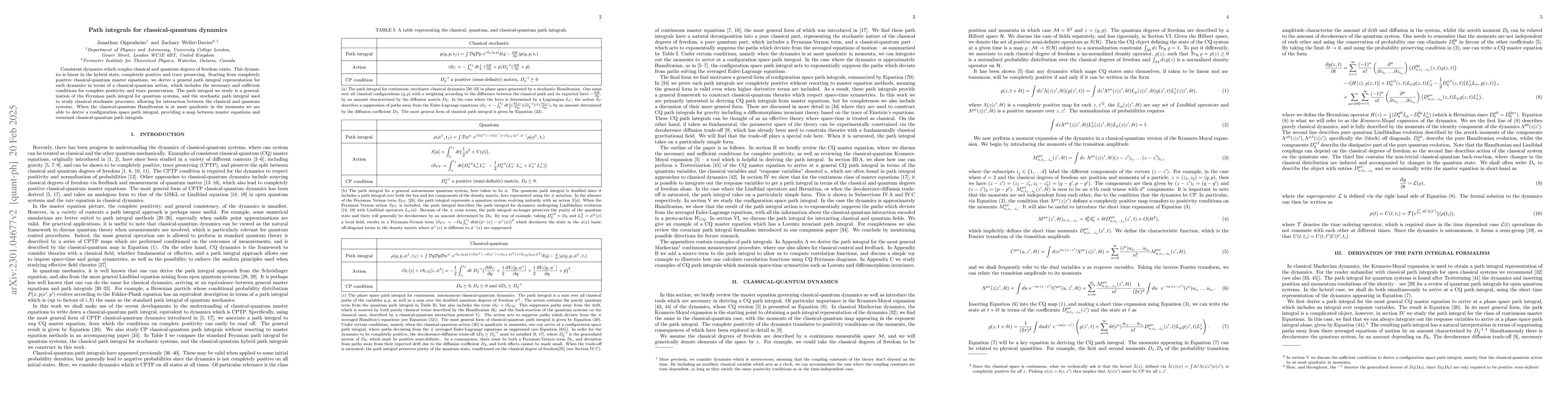 Thumbnail for Path integrals for classical-quantum dynamics