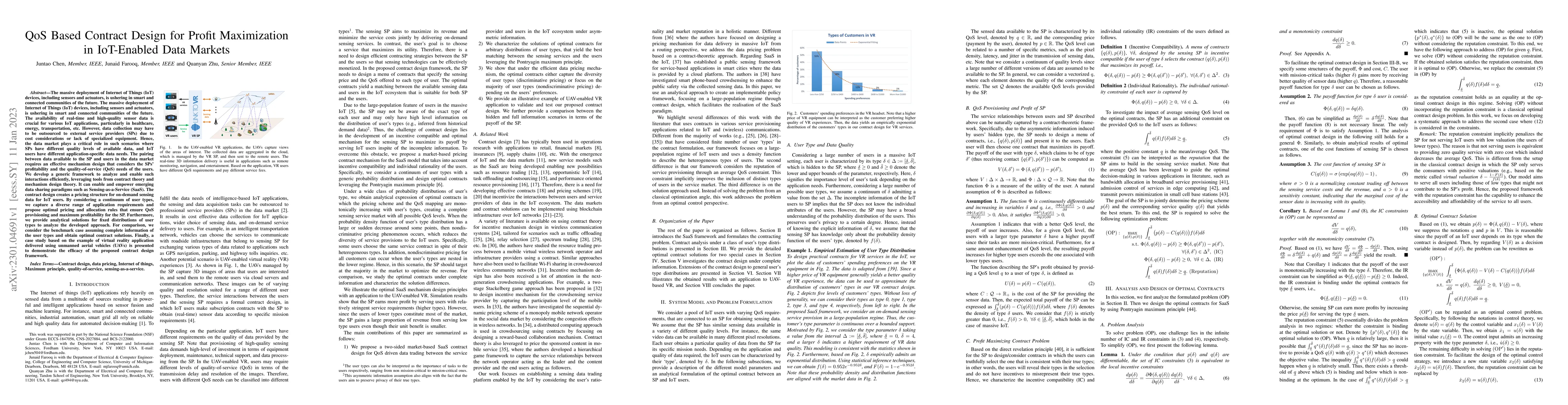 Thumbnail for QoS Based Contract Design for Profit Maximization in IoT-Enabled Data
  Markets
