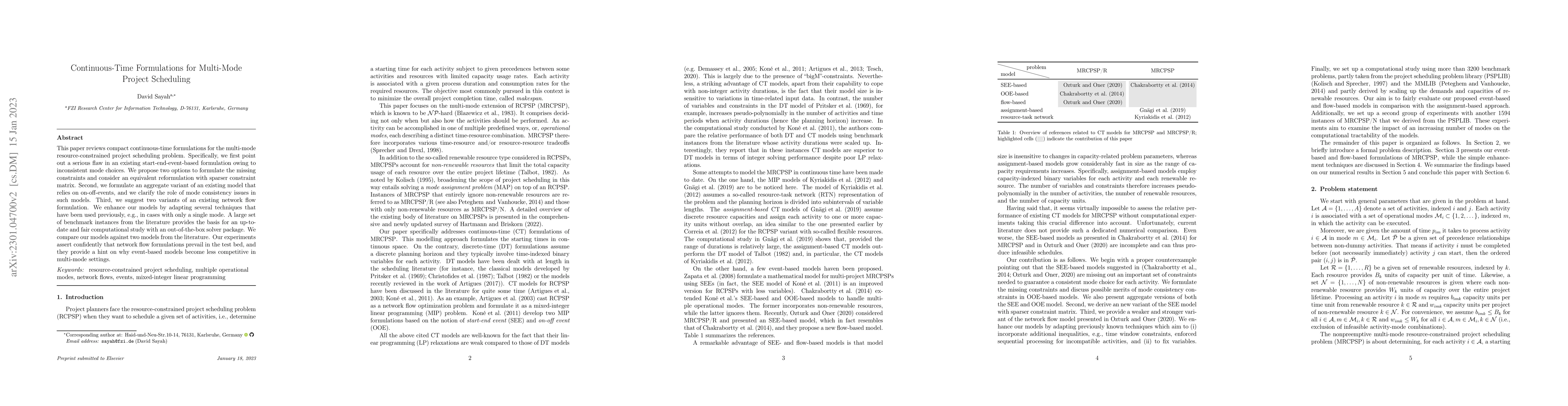 Thumbnail for Continuous-Time Formulations for Multi-Mode Project Scheduling