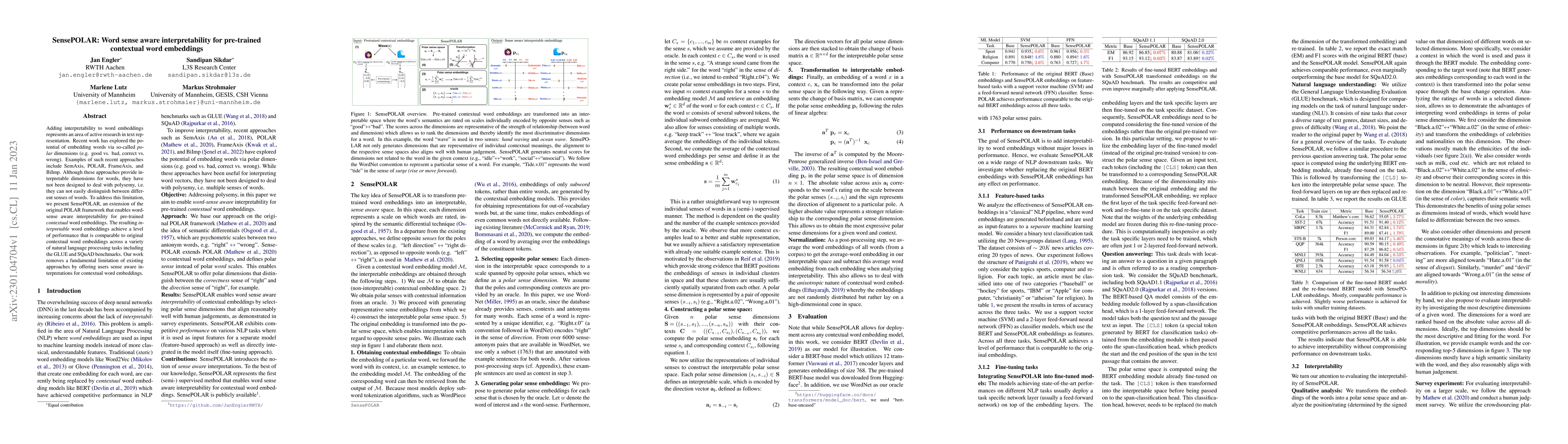 Thumbnail for SensePOLAR: Word sense aware interpretability for pre-trained contextual
  word embeddings