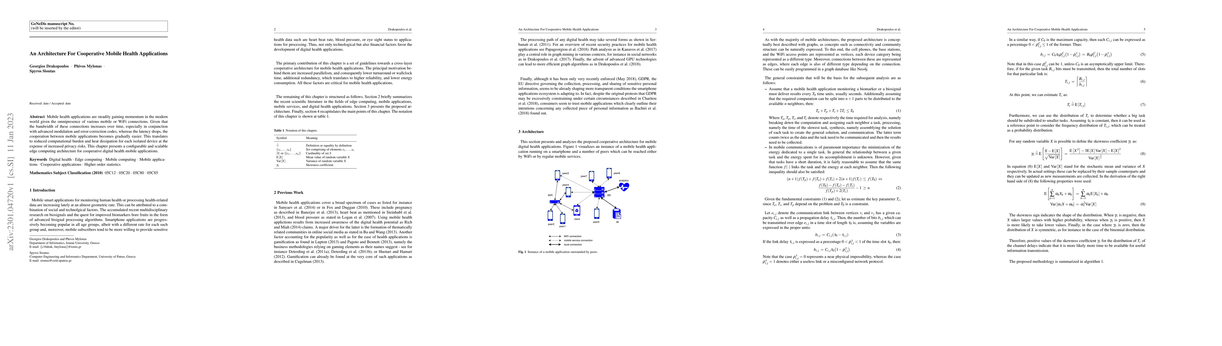 Thumbnail for An Architecture For Cooperative Mobile Health Applications