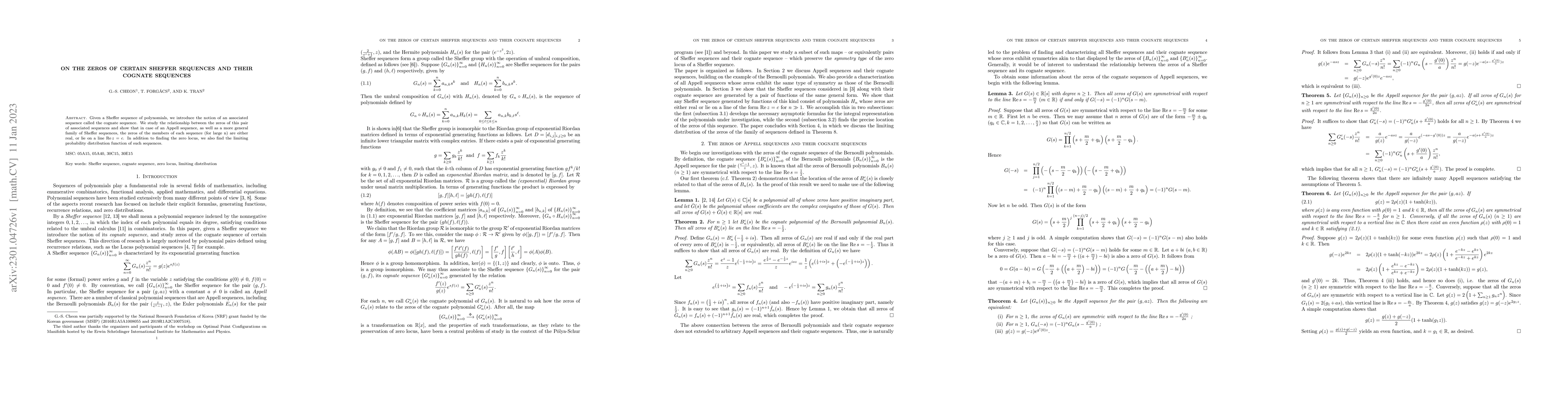 Thumbnail for On the zeros of certain Sheffer sequences and their cognate sequences