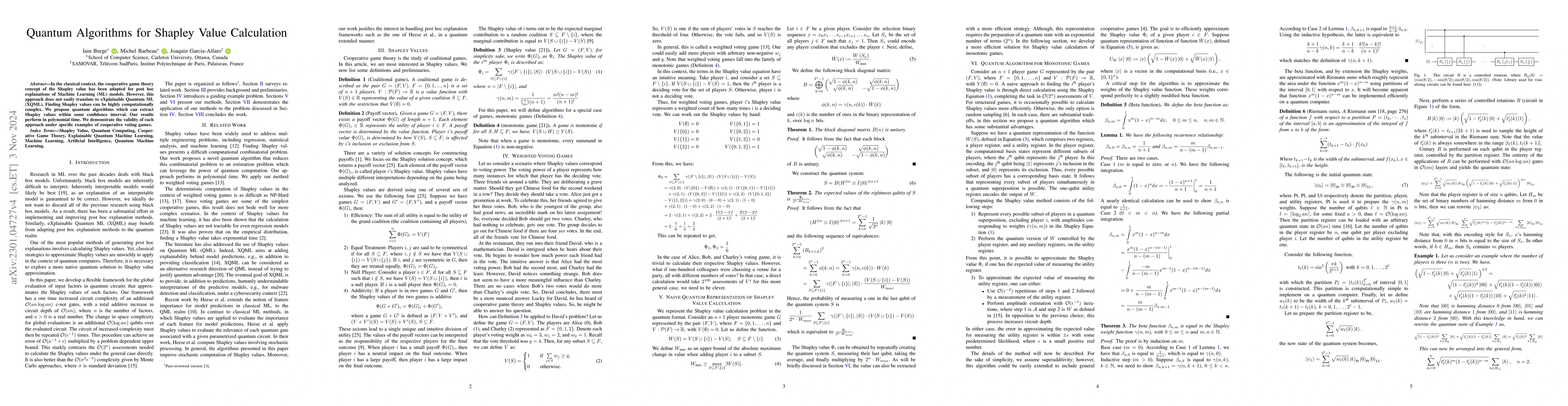 Thumbnail for A Quantum Algorithm for Shapley Value Estimation