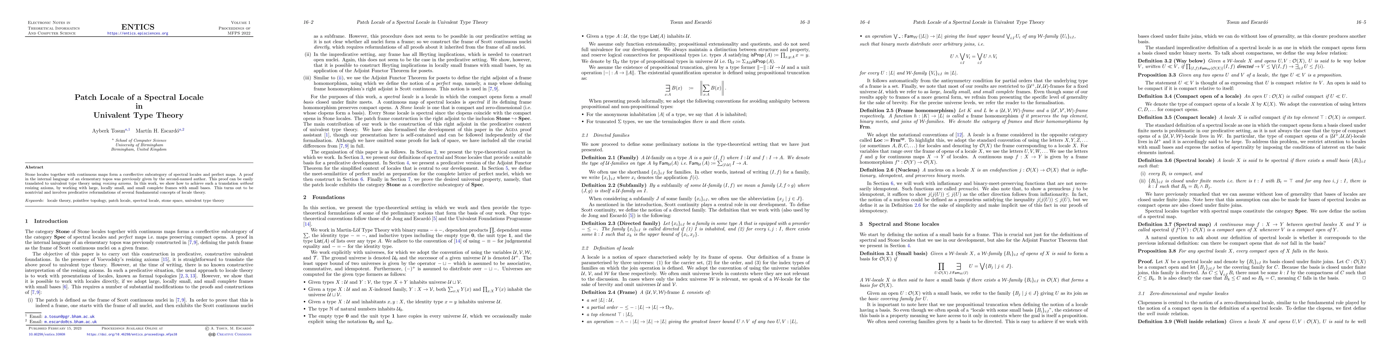 Thumbnail for Patch Locale of a Spectral Locale in Univalent Type Theory