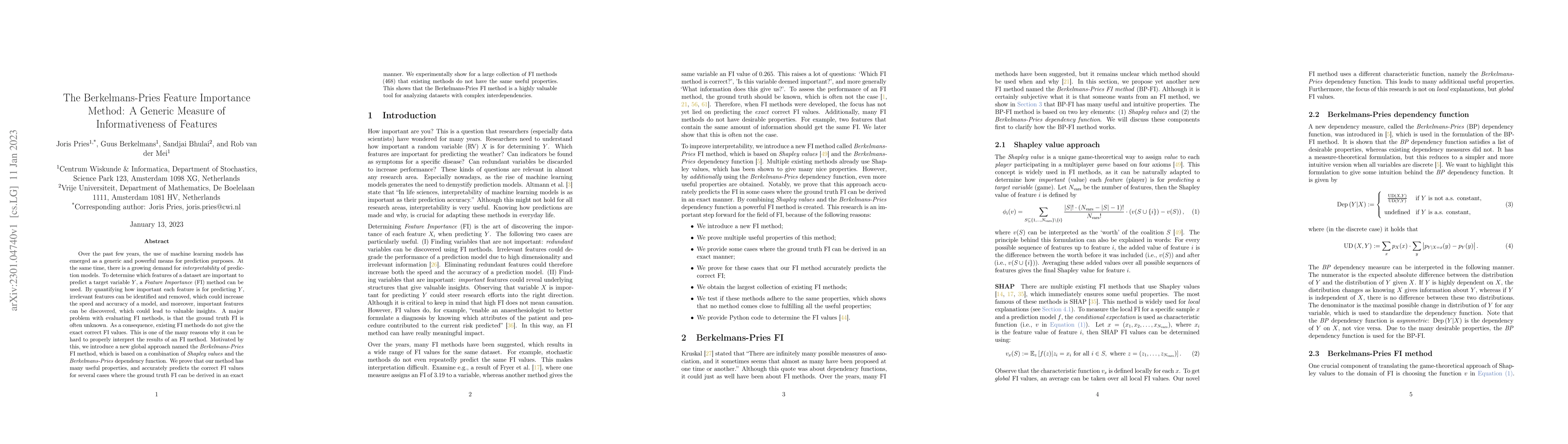 Thumbnail for The Berkelmans-Pries Feature Importance Method: A Generic Measure of
  Informativeness of Features