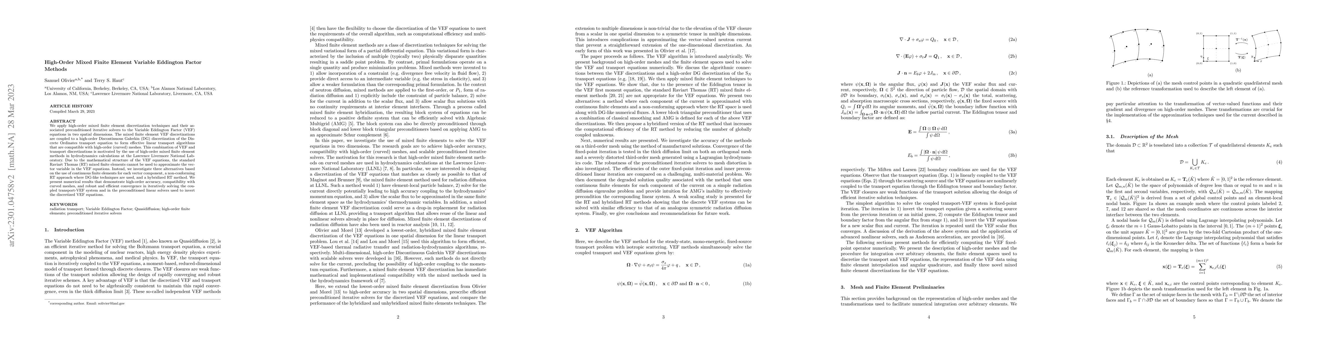 Thumbnail for High-Order Mixed Finite Element Variable Eddington Factor Methods