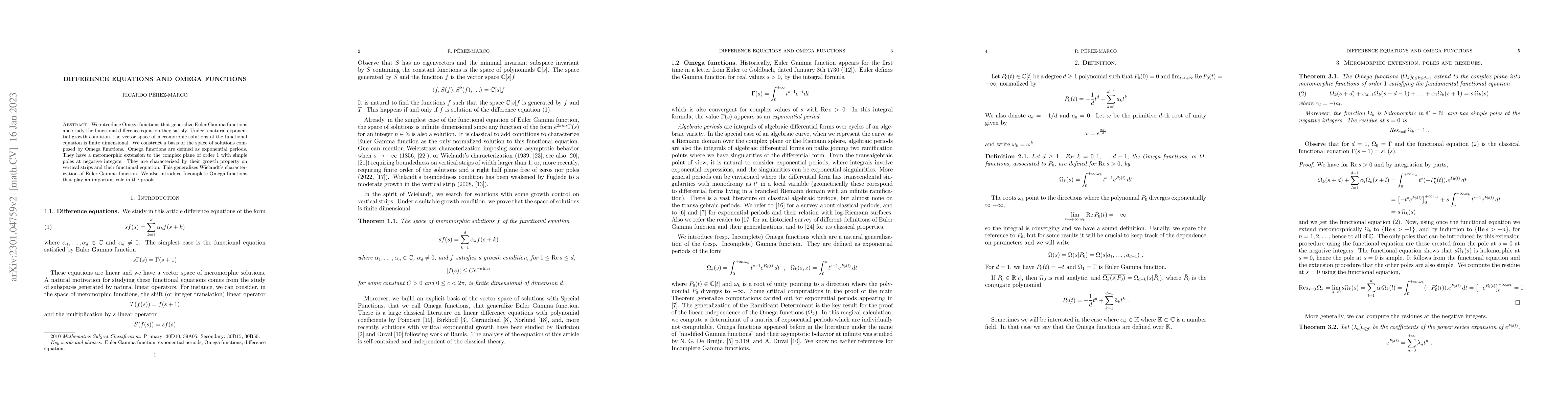Thumbnail for Difference equations and Omega functions