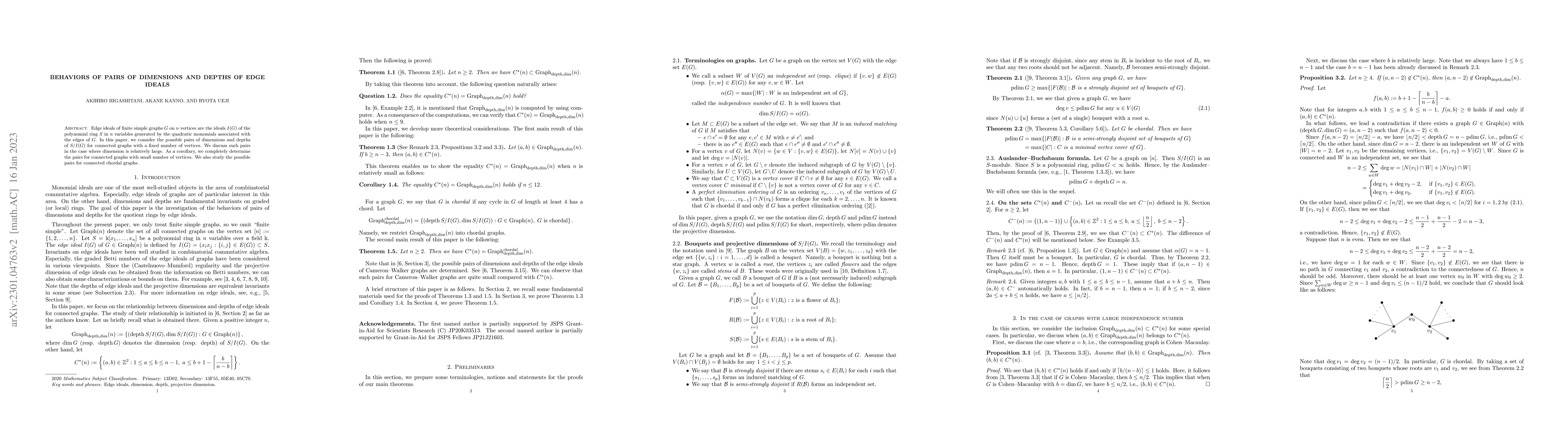 Thumbnail for Behaviors of pairs of dimensions and depths of edge ideals
