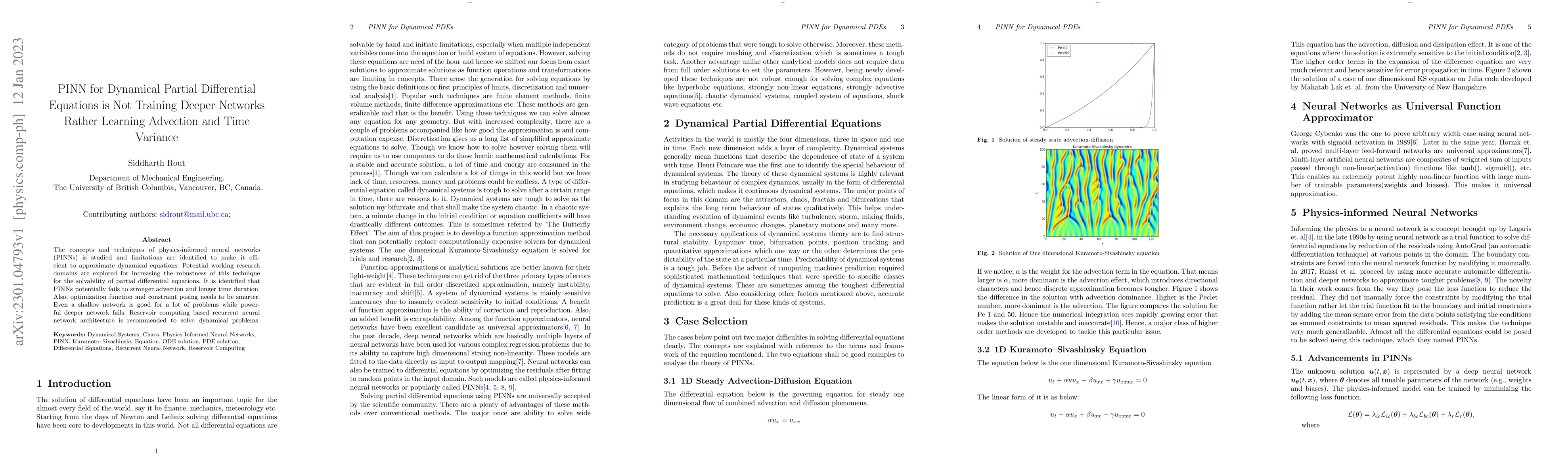 Thumbnail for PINN for Dynamical Partial Differential Equations is Not Training Deeper
  Networks Rather Learning Advection and Time Variance