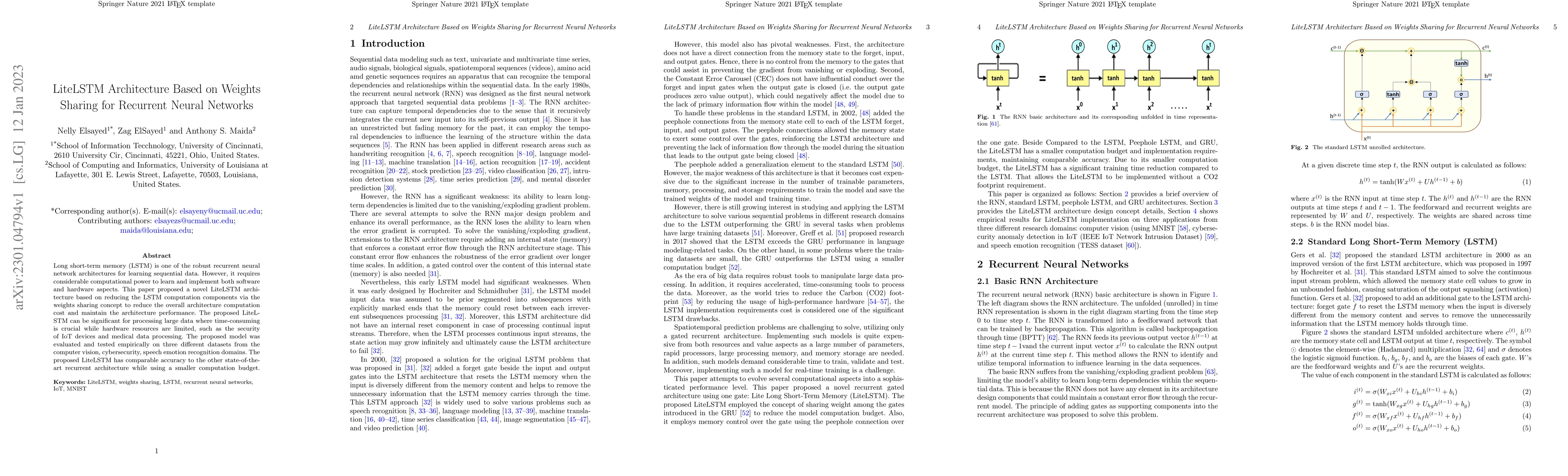 Thumbnail for LiteLSTM Architecture Based on Weights Sharing for Recurrent Neural
  Networks