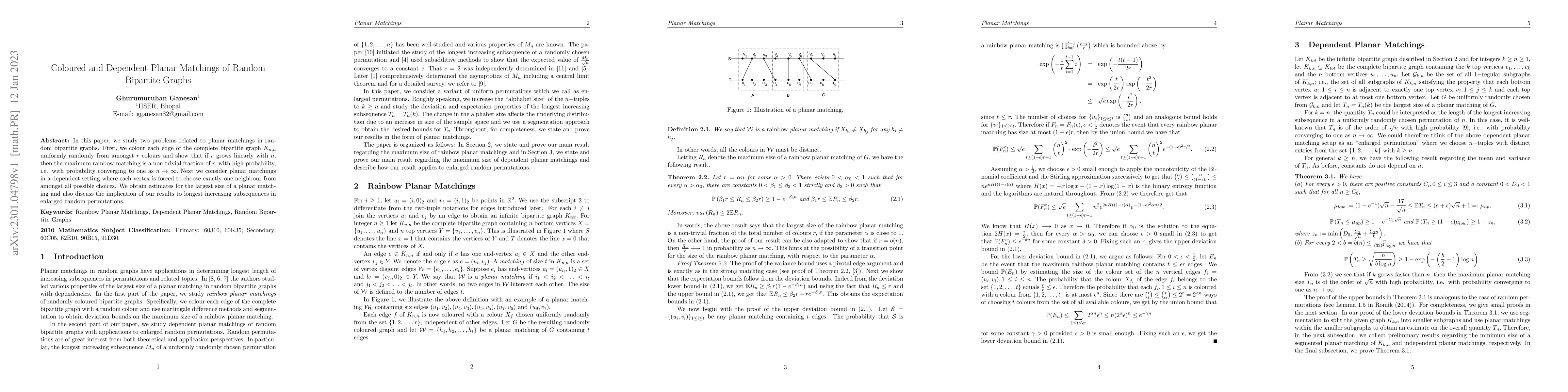 Thumbnail for Coloured and Dependent Planar Matchings of Random Bipartite Graphs