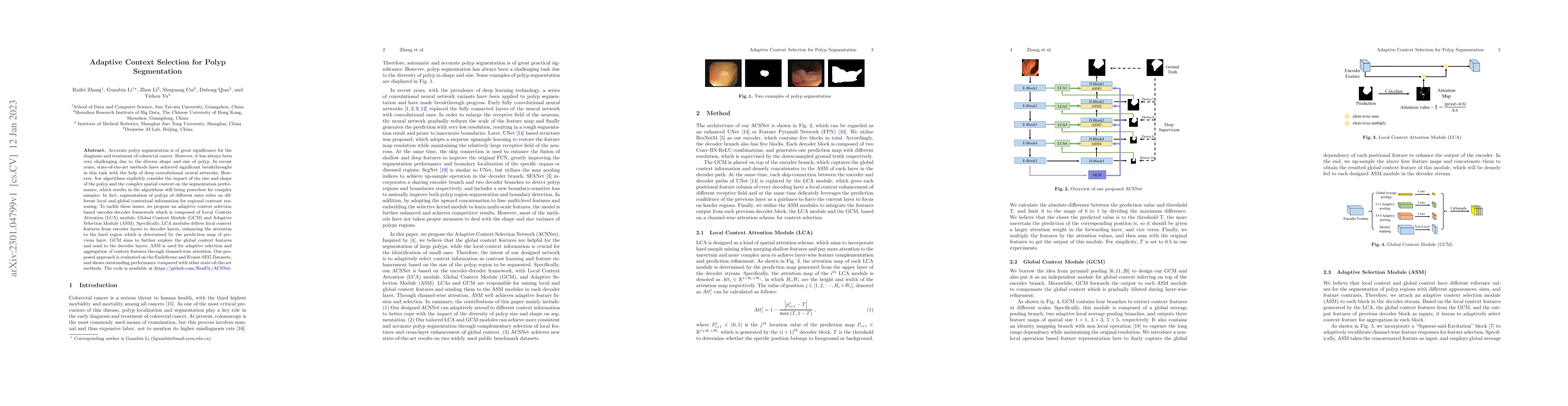 Thumbnail for Adaptive Context Selection for Polyp Segmentation