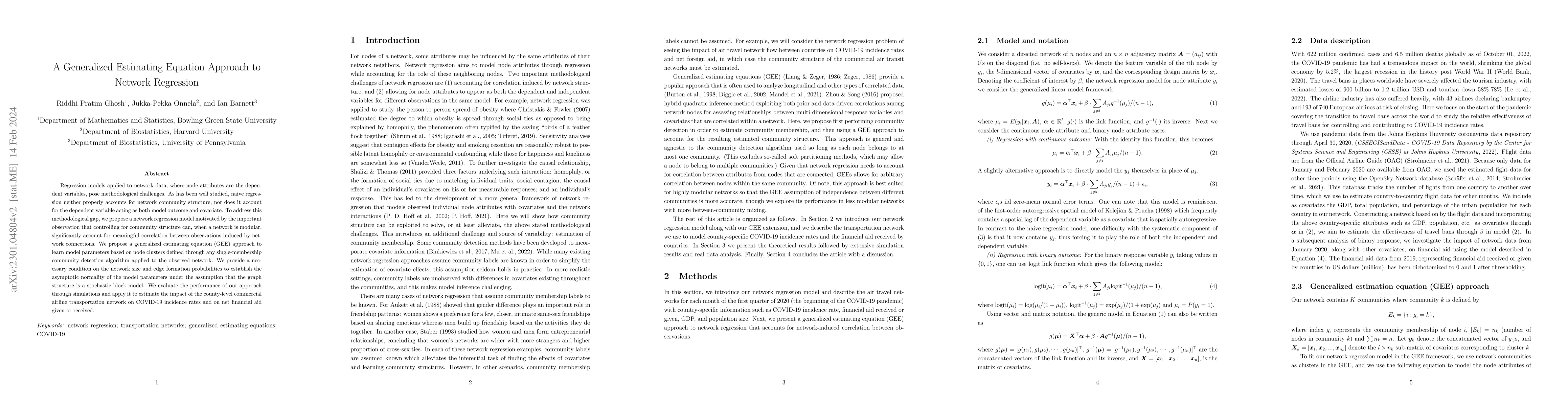 Thumbnail for A Generalized Estimating Equation Approach to Network Regression