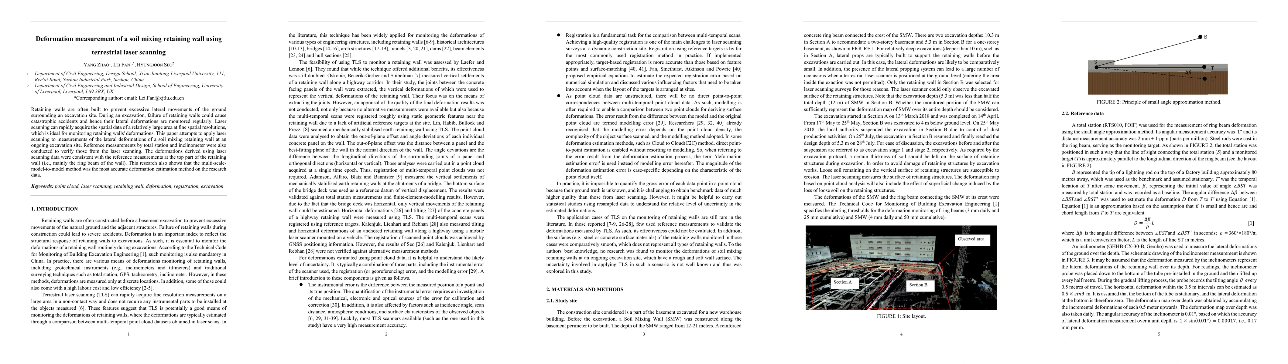 Thumbnail for Deformation measurement of a soil mixing retaining wall using
  terrestrial laser scanning