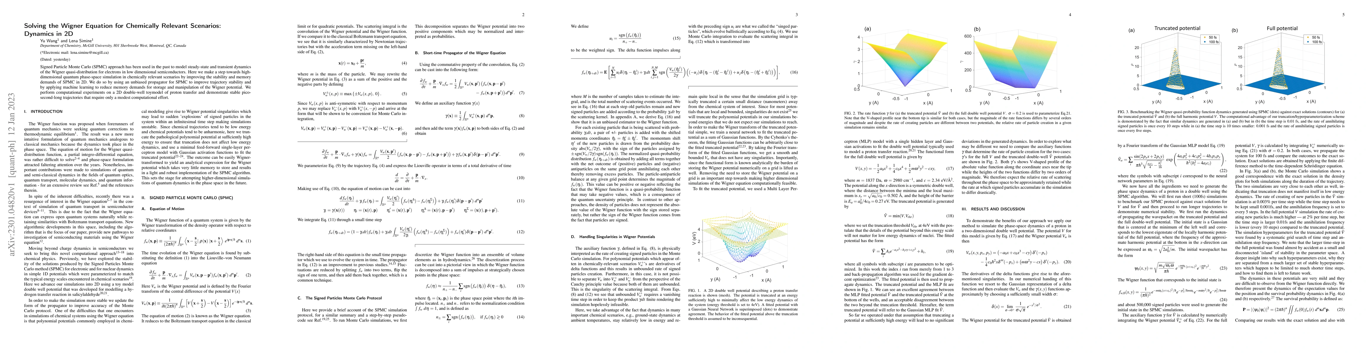 Thumbnail for Solving the Wigner Equation for Chemically Relevant Scenarios: Dynamics
  in 2D
